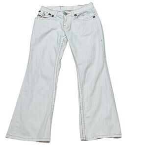 True Religion Joey Big T Flared Jeans White Gild Stitch Women 28W x 27L Used